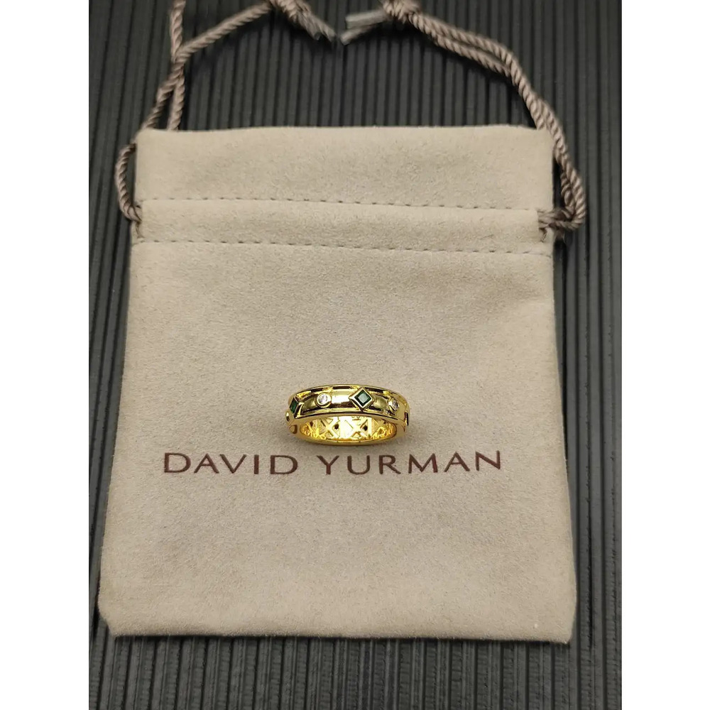 David Yurman Gold Ring with Green Diamonds